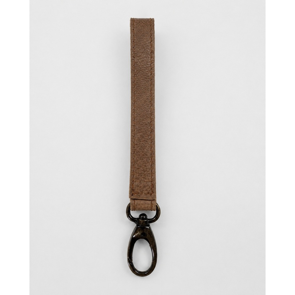 Brown Pebbled Wristlet Keychain Strap Swivel Lobster Clasp Bag Charm